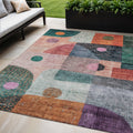 5 X 8 Orange Purple And Green Geometric Washable Indoor Outdoor Area Rug