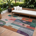 8 X 10 Orange Purple And Green Geometric Washable Indoor Outdoor Area Rug