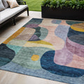 5 X 8 Green Purple And Pink Abstract Washable Indoor Outdoor Area Rug