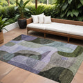 9 X 12 Olive Green Purple And Charcoal Abstract Washable Indoor Outdoor Area Rug