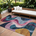 8 X 10 Green Pink And Teal Blue Abstract Washable Indoor Outdoor Area Rug