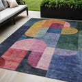 5 X 8 Green Copper And Pink Abstract Washable Indoor Outdoor Area Rug