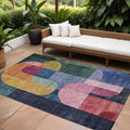 8 X 10 Green Copper And Pink Abstract Washable Indoor Outdoor Area Rug
