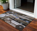 3 X 5 Brown Gray And Blue Geometric Washable Indoor Outdoor Area Rug