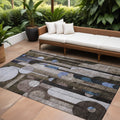 9 X 12 Brown Gray And Blue Geometric Washable Indoor Outdoor Area Rug