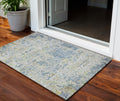 3 X 5 Blue Gray And Green Abstract Washable Indoor Outdoor Area Rug