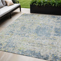 5 X 8 Blue Gray And Green Abstract Washable Indoor Outdoor Area Rug