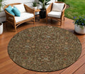 8 Chocolate Red And Green Round Floral Washable Indoor Outdoor Area Rug