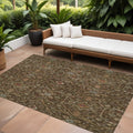 8 X 10 Chocolate Red And Green Floral Washable Indoor Outdoor Area Rug