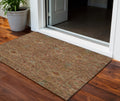 3 X 5 Brown Red And Green Floral Washable Indoor Outdoor Area Rug