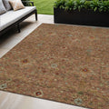 5 X 8 Brown Red And Green Floral Washable Indoor Outdoor Area Rug