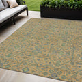 5 X 8 Orange Blue And Green Floral Washable Indoor Outdoor Area Rug