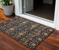 3 X 5 Black Red And Gold Floral Washable Indoor Outdoor Area Rug