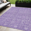 5 X 8 Plum And Lavender Floral Washable Indoor Outdoor Area Rug