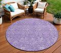 8 Plum And Lavender Round Floral Washable Indoor Outdoor Area Rug