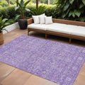 9 X 12 Plum And Lavender Floral Washable Indoor Outdoor Area Rug