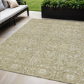 5 X 8 Taupe And Beige Floral Washable Indoor Outdoor Area Rug