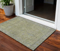 3 X 5 Artichoke Green And Gray Oriental Washable Indoor Outdoor Area Rug