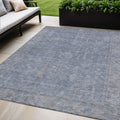 5 X 8 Denim Blue And Gray Oriental Washable Indoor Outdoor Area Rug