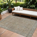10 X 14 Tan Gray And Brown Oriental Washable Indoor Outdoor Area Rug