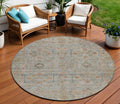 8 Taupe Terra Cotta And Tan Round Floral Washable Indoor Outdoor Area Rug