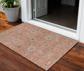 3 X 5 Pink Gray And Beige Floral Washable Indoor Outdoor Area Rug
