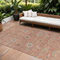 9 X 12 Pink Gray And Beige Floral Washable Indoor Outdoor Area Rug
