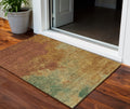 3 X 5 Terra Cotta Copper And Green Abstract Washable Indoor Outdoor Area Rug