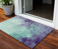 3 X 5 Blue And Purple Abstract Washable Indoor Outdoor Area Rug