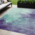 5 X 8 Blue And Purple Abstract Washable Indoor Outdoor Area Rug