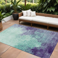 10 X 14 Blue And Purple Abstract Washable Indoor Outdoor Area Rug