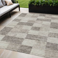 5 X 8 Beige And Gray Geometric Washable Indoor Outdoor Area Rug