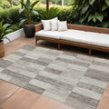 8 X 10 Beige And Gray Geometric Washable Indoor Outdoor Area Rug