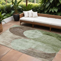 10 X 14 Artichoke Green Brown And Beige Geometric Washable Indoor Outdoor Area Rug