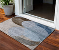 3 X 5 Denim Blue Brown And Beige Geometric Washable Indoor Outdoor Area Rug
