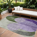 10 X 14 Lavender Purple And Green Geometric Washable Indoor Outdoor Area Rug
