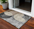 3 X 5 Pewter Brown And Charcoal Geometric Washable Indoor Outdoor Area Rug