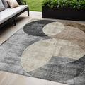 5 X 8 Pewter Brown And Charcoal Geometric Washable Indoor Outdoor Area Rug