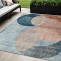 5 X 8 Rust Beige And Teal Blue Geometric Washable Indoor Outdoor Area Rug