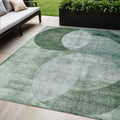 5 X 8 Mint Green And Fern Green Geometric Washable Indoor Outdoor Area Rug