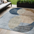 5 X 8 Sky Blue Brown And Beige Geometric Washable Indoor Outdoor Area Rug