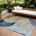 8 X 10 Sky Blue Brown And Beige Geometric Washable Indoor Outdoor Area Rug