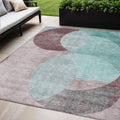 5 X 8 Teal Blue Brown And Beige Geometric Washable Indoor Outdoor Area Rug