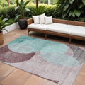10 X 14 Teal Blue Brown And Beige Geometric Washable Indoor Outdoor Area Rug