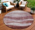 8 Blush And Brown Round Abstract Washable Indoor Outdoor Area Rug