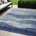 5 X 8 Light Blue And Dark Blue Abstract Washable Indoor Outdoor Area Rug