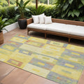 9 X 12 Yellow Blue And Terra Cotta Geometric Washable Indoor Outdoor Area Rug