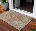 3 X 5 Coral Terra Cotta And Beige Floral Washable Indoor Outdoor Area Rug
