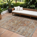 10 X 14 Coral Terra Cotta And Beige Floral Washable Indoor Outdoor Area Rug