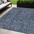 5 X 8 Blue And Black Damask Washable Indoor Outdoor Area Rug